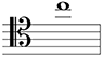 5-line staff, a tenor or C-clef, and a whole note in a space 2 ledger lines above middle C