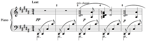 five-measure excerpt for piano